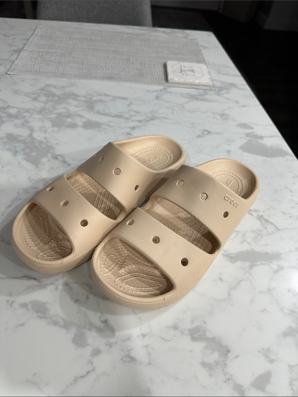 CROCS Kids' Neutral Beige Double-Strap Slide Sandals
